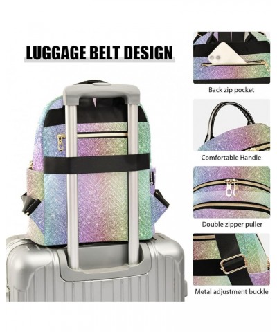 Rainbow Glitter Women Backpack Purse Shoulder Bag Color Medium $16.82 Backpacks