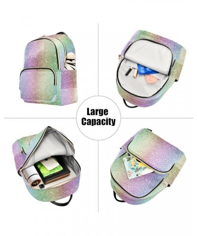 Rainbow Glitter Women Backpack Purse Shoulder Bag Color Medium $16.82 Backpacks