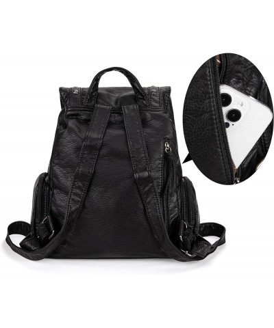 Backpack Purse for Women Distressed Drawstring Backpacks Casual Travel Daypack Rivets Black $26.54 Backpacks