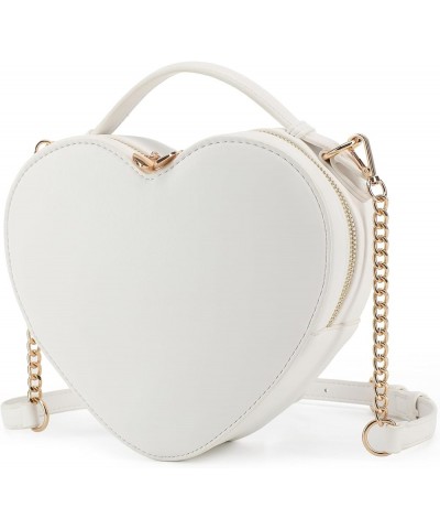 Heart Shape Satchel Crossbody Purse for women Zip Around Shoulder Bag White-759 $18.50 Satchels