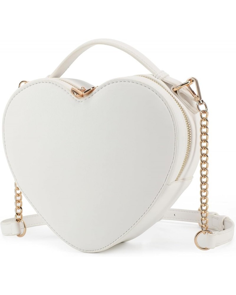 Heart Shape Satchel Crossbody Purse for women Zip Around Shoulder Bag White-759 $18.50 Satchels