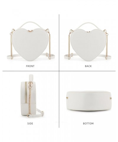 Heart Shape Satchel Crossbody Purse for women Zip Around Shoulder Bag White-759 $18.50 Satchels