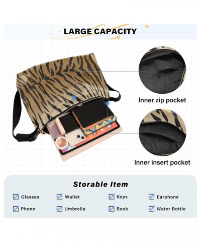 Women Boho Bag Tiger Print Skin Pattern Shoulder Bag PU Leather Pouch Crossbody Bag Large Tote Handbag For Quick Getaway Week...