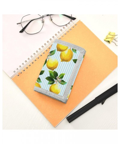 Lemons Stripes Boys Girls Wallet Nylon Wallets Small Wallet for Boys Girls for Travel Outdoor Women Men Birthday Christmas Gi...