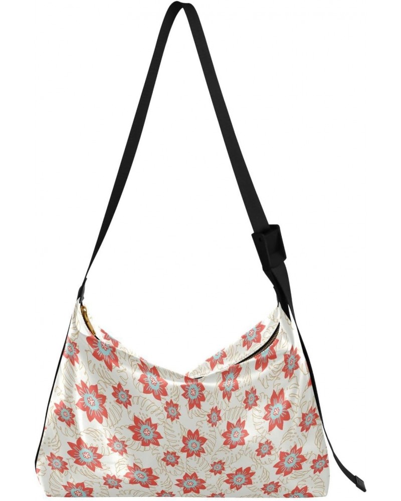 Red Tropical Flowers Women Over The Shoulder Bags Waterproof Womens Crossbody Sling Bag Side Bag $19.46 Hobo Bags