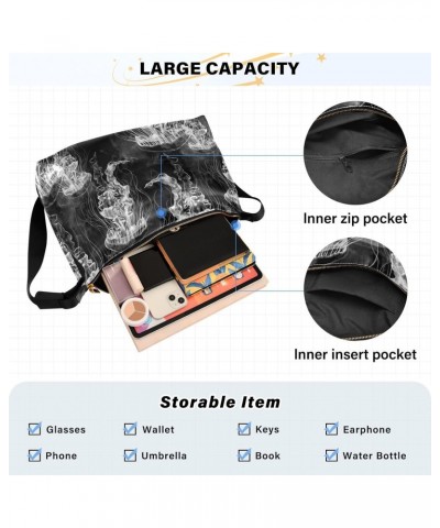 Black Jellyfish Hobo Shoulder Bag for Women Men PU Leather Crossbody Bag Slouchy Tote Handbags for Working Shopping Traveling...