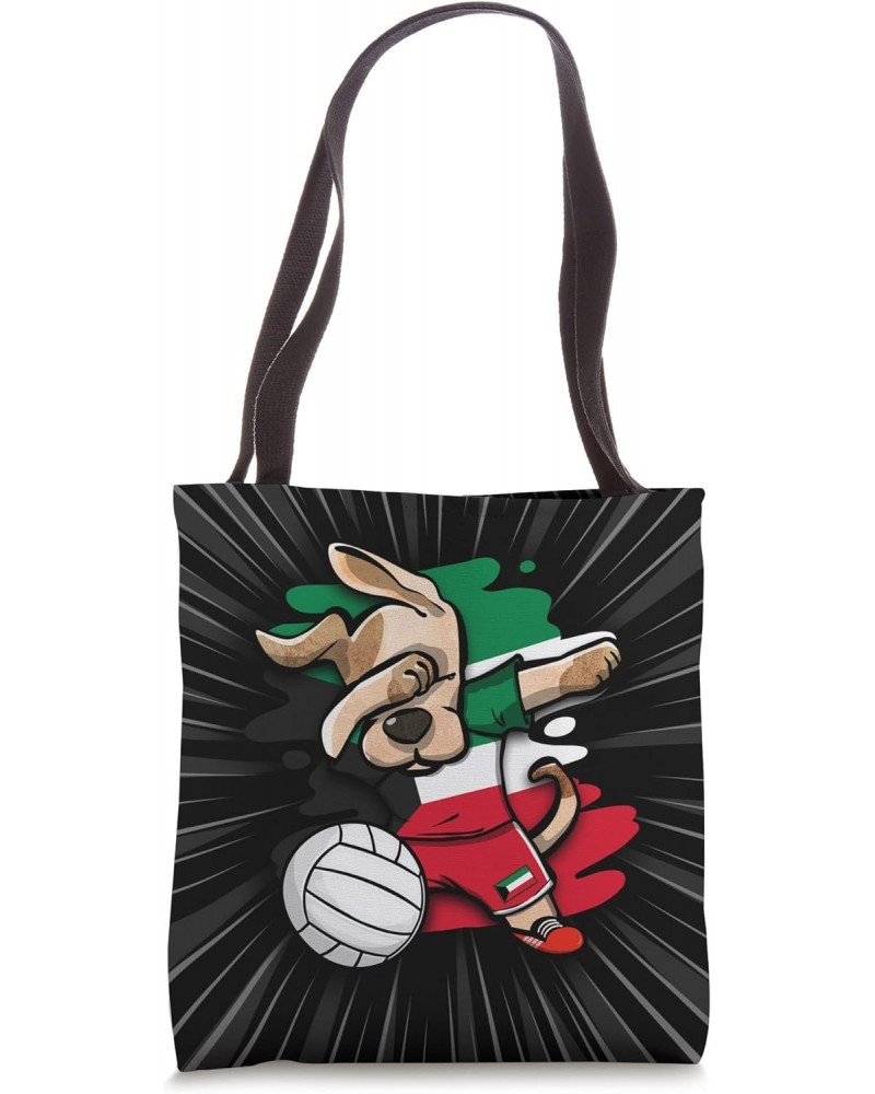 Funny Dabbing Dog Kuwait Volleyball Fans Jersey Kuwaiti Flag Tote Bag $11.00 Totes