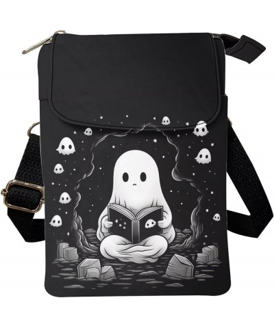 Canvas Cross-body Bags for Women Small Cellphone Purse Shoulder Handbag Halloween Spooky Black $11.01 Crossbody Bags