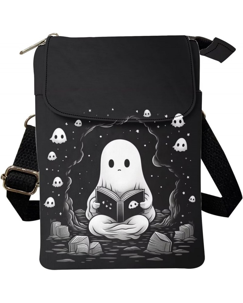 Canvas Cross-body Bags for Women Small Cellphone Purse Shoulder Handbag Halloween Spooky Black $11.01 Crossbody Bags