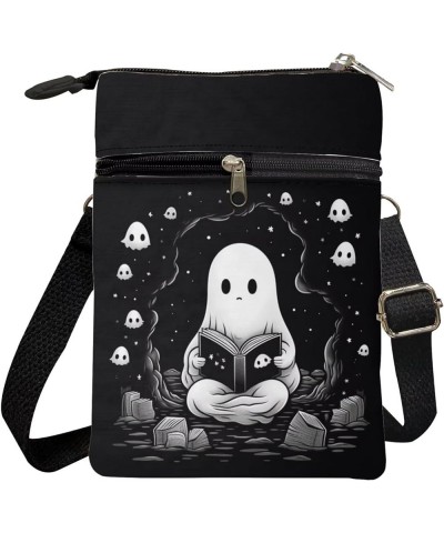 Canvas Cross-body Bags for Women Small Cellphone Purse Shoulder Handbag Halloween Spooky Black $11.01 Crossbody Bags