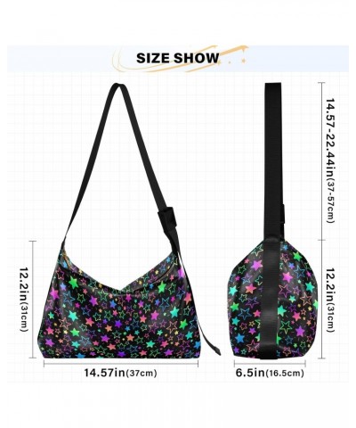 Hobo Handbag for Women Men Bright Neon Stars Fashion Casual Shoulder Bag Purse Leather Crossbody Bags Big Capacity Messenger ...