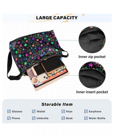 Hobo Handbag for Women Men Bright Neon Stars Fashion Casual Shoulder Bag Purse Leather Crossbody Bags Big Capacity Messenger ...