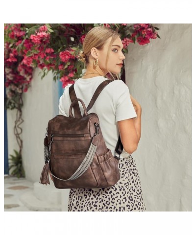 Womens Backpack Purse Leather Travel Backpack Fashion Designer Ladies Shoulder Bags with Wristlet 1-coffee $25.43 Backpacks