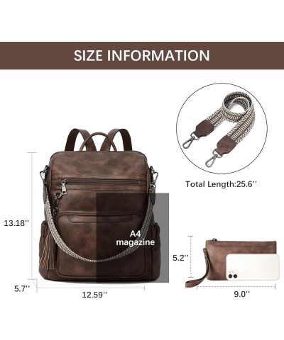 Womens Backpack Purse Leather Travel Backpack Fashion Designer Ladies Shoulder Bags with Wristlet 1-coffee $25.43 Backpacks