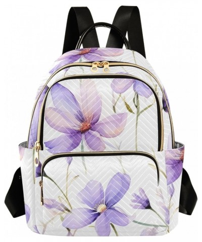 Purple Flowers Fashion Backpack Purse Ladies Fashion Rucksack Travel Shoulder Bag Casual Daily Backpack Work Bag Medium $21.4...