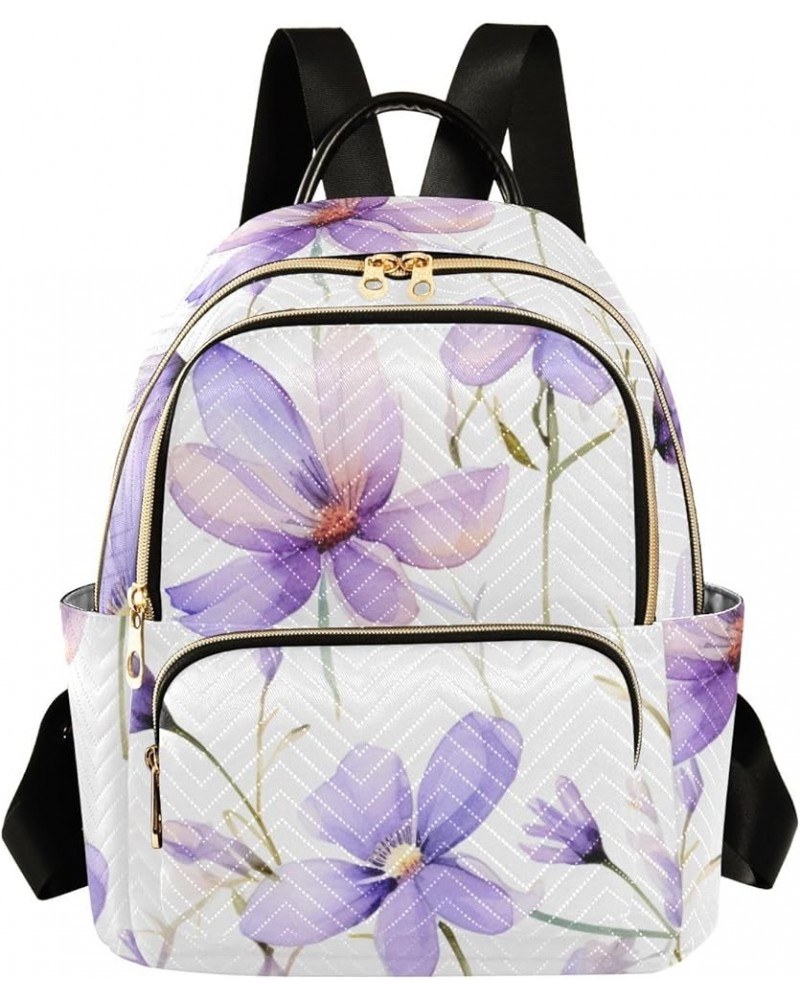 Purple Flowers Fashion Backpack Purse Ladies Fashion Rucksack Travel Shoulder Bag Casual Daily Backpack Work Bag Medium $21.4...