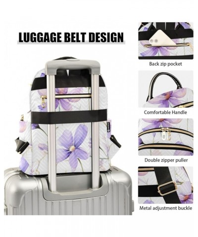 Purple Flowers Fashion Backpack Purse Ladies Fashion Rucksack Travel Shoulder Bag Casual Daily Backpack Work Bag Medium $21.4...