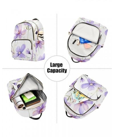 Purple Flowers Fashion Backpack Purse Ladies Fashion Rucksack Travel Shoulder Bag Casual Daily Backpack Work Bag Medium $21.4...