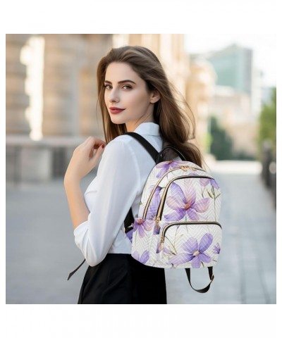 Purple Flowers Fashion Backpack Purse Ladies Fashion Rucksack Travel Shoulder Bag Casual Daily Backpack Work Bag Medium $21.4...