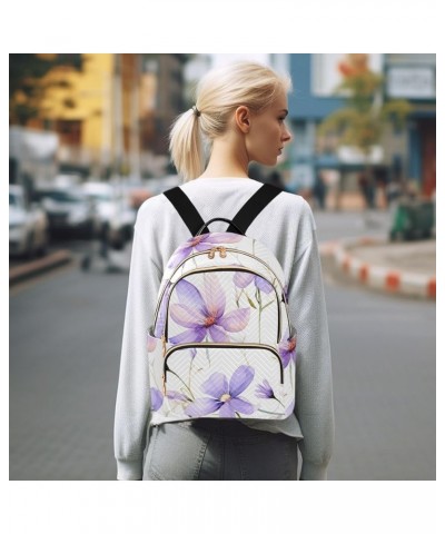 Purple Flowers Fashion Backpack Purse Ladies Fashion Rucksack Travel Shoulder Bag Casual Daily Backpack Work Bag Medium $21.4...