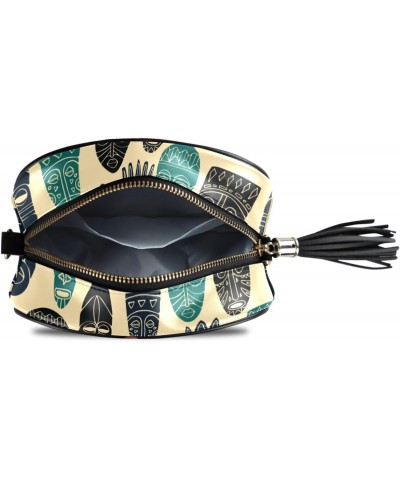 Small Crossbody Bag Chic African Tribal Masks Womens Shoulder Chain Bag PU Leather Small Purse With Tassel $11.28 Shoulder Bags