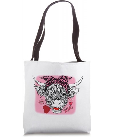 Valentine's Day Highland Cow Red Heart Love Western Couple Tote Bag $9.03 Totes