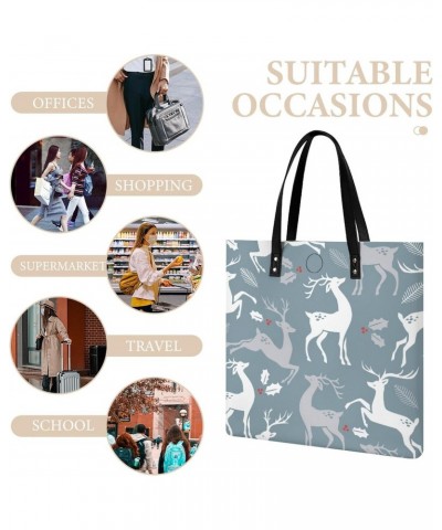 Christmas Deer Pattern Women Handbags PU Leather Tote Shoulder Bag Purses for Travel Shopping Work $15.16 Totes