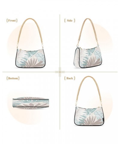 Colorful Palm Leaves Shoulder Bag for Women Shoulder Handbags with Zipper Closure Small Clutch Purses Crossbody Bags for Wome...