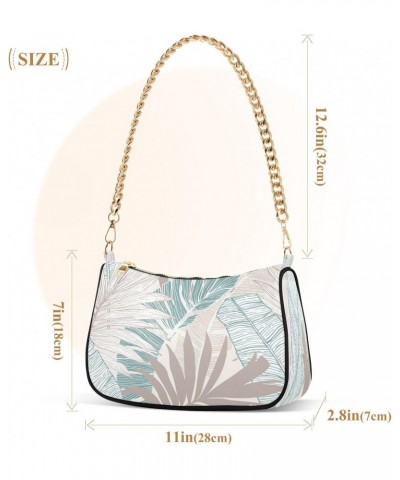 Colorful Palm Leaves Shoulder Bag for Women Shoulder Handbags with Zipper Closure Small Clutch Purses Crossbody Bags for Wome...