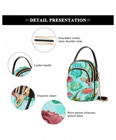 Tropical Fish Seahorse Shell Crossbody Bag for Women Cell Phone Purse Wallet with Removable Chain Shoulder Handbag for Travel...