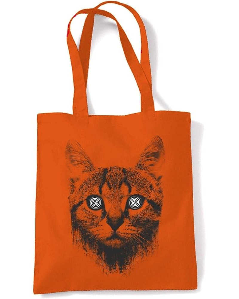 Hypnotized Kitten Cat Tote Shoulder Shopping Bag Orange $7.70 Shoulder Bags