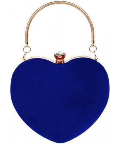 Women Heart Shaped Handbag Mini Clutch Chain Purse Chic Shoulder Bag Evening Tote Sapphire Blue $12.61 Evening Bags