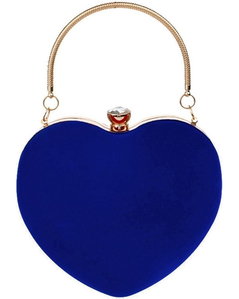 Women Heart Shaped Handbag Mini Clutch Chain Purse Chic Shoulder Bag Evening Tote Sapphire Blue $12.61 Evening Bags