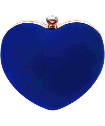 Women Heart Shaped Handbag Mini Clutch Chain Purse Chic Shoulder Bag Evening Tote Sapphire Blue $12.61 Evening Bags