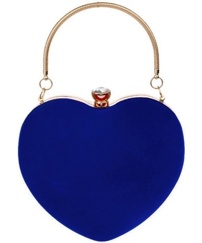 Women Heart Shaped Handbag Mini Clutch Chain Purse Chic Shoulder Bag Evening Tote Sapphire Blue $12.61 Evening Bags