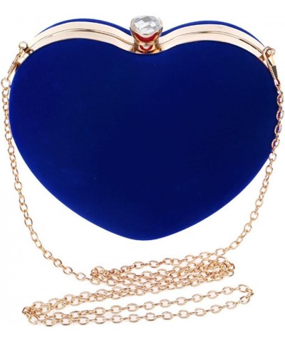 Women Heart Shaped Handbag Mini Clutch Chain Purse Chic Shoulder Bag Evening Tote Sapphire Blue $12.61 Evening Bags