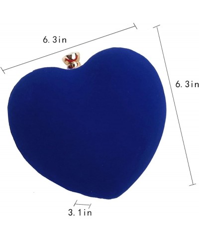 Women Heart Shaped Handbag Mini Clutch Chain Purse Chic Shoulder Bag Evening Tote Sapphire Blue $12.61 Evening Bags