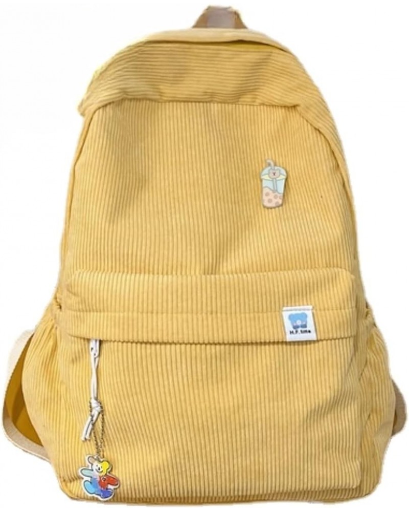 Kawaii Backpack Large Capacity corduroy for Women With Accessories Cute Trendy Fashion Travel Outdoor Weekend (red) Yellow $1...