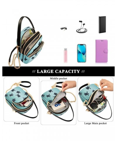 Ocean Turtle Abstract Small Chain Crossbody Travel Bag Handbag Cell Phone Purse for Women $11.88 Crossbody Bags