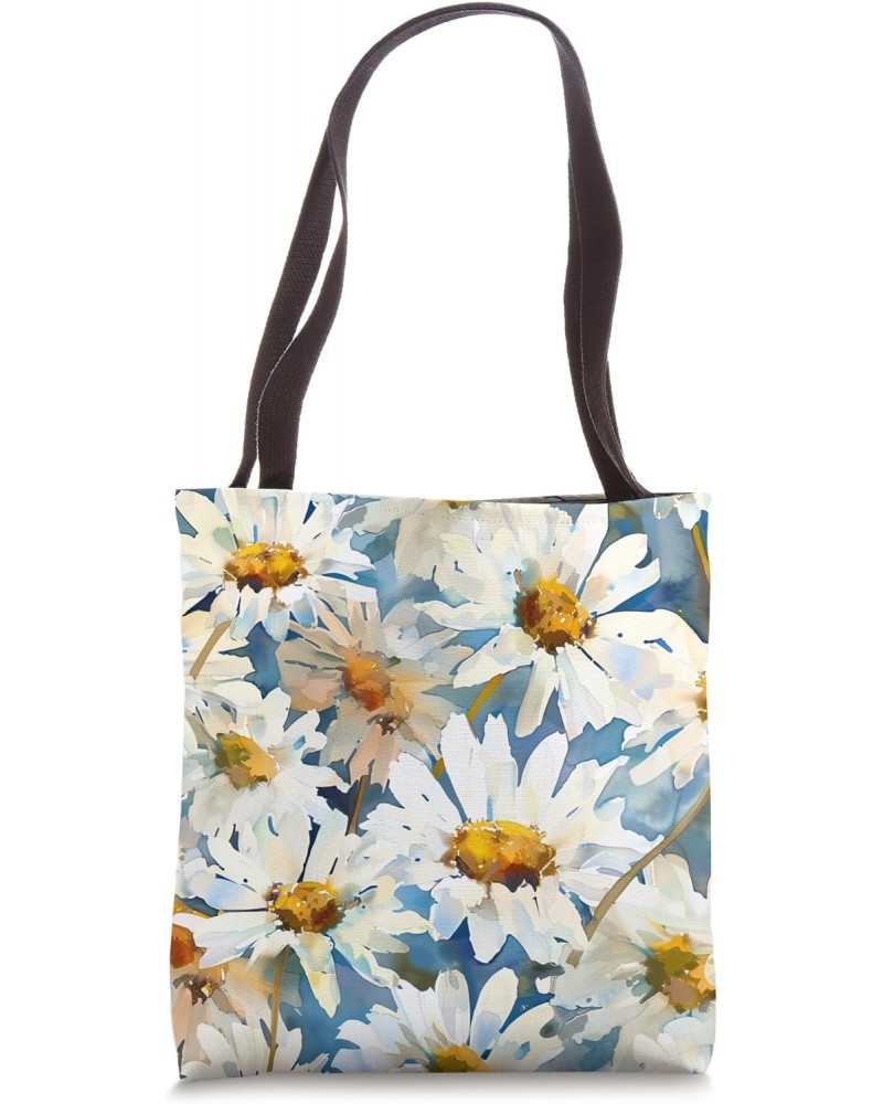 Floral Daisy Watercolor Painting, Flower For Women and Girls Tote Bag $9.60 Totes