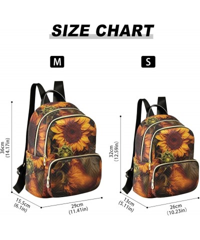 Women's Medium Fashion Backpack Vintage Sunflowers Painting Print Ladies Travel Daypack Aesthetic Shoulder Bag 10.2×5.1×12.5 ...