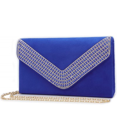 Women Satin Evening Bags Ladies Party Handbag for Wedding Party Handbag Rhinestone Clutch Purses D-blue $19.69 Evening Bags