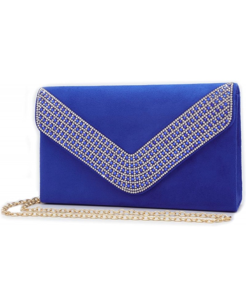 Women Satin Evening Bags Ladies Party Handbag for Wedding Party Handbag Rhinestone Clutch Purses D-blue $19.69 Evening Bags