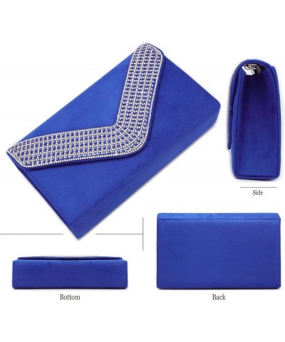 Women Satin Evening Bags Ladies Party Handbag for Wedding Party Handbag Rhinestone Clutch Purses D-blue $19.69 Evening Bags