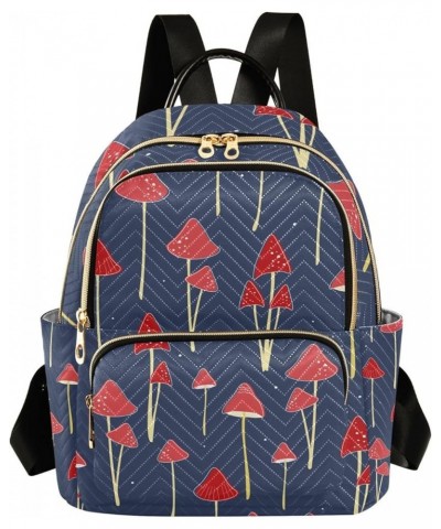 Botanic Women Backpack Wildlife Mushroom Red Navy Anti-Theft Travel Backpack with Luggage Belt Lightweight Handbag Lady Purse...