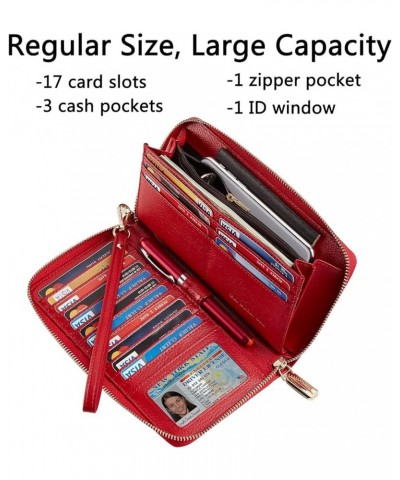 Womens Wallet Leather RFID Blocking Purse Credit Card Clutch pebble red $10.56 Wallets