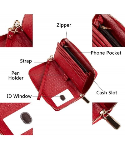 Womens Wallet Leather RFID Blocking Purse Credit Card Clutch pebble red $10.56 Wallets