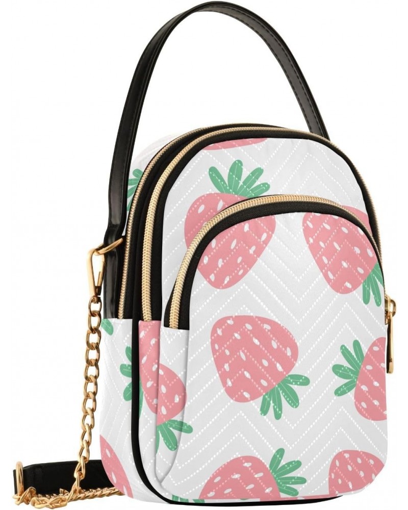 Pink Strawberries Crossbody Bags for Women Small Sling Cross Body Bag Fanny Packs Phone Purse with Strap $9.45 Crossbody Bags