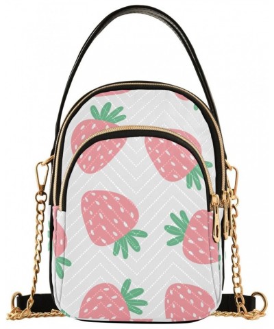 Pink Strawberries Crossbody Bags for Women Small Sling Cross Body Bag Fanny Packs Phone Purse with Strap $9.45 Crossbody Bags