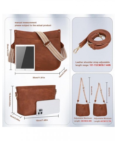 Crossbody Bags for Women, Trendy 2PCS Hobo Handbags Set, Vegan Leather Handbag Purse Set with 2 Adjustable Straps Brown $20.2...